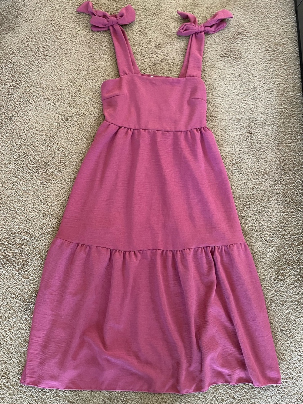 See You Monday Fuchsia Tie-Shoulder Midi Dress